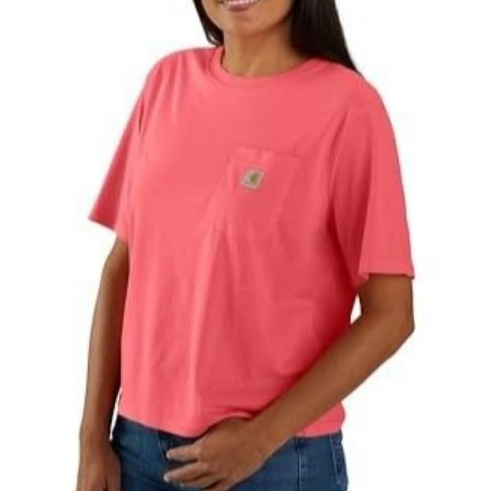 Carhartt Women's Tencel Series Loose Fit Short Sleeve Pocket T-Shirt Pink Salmon